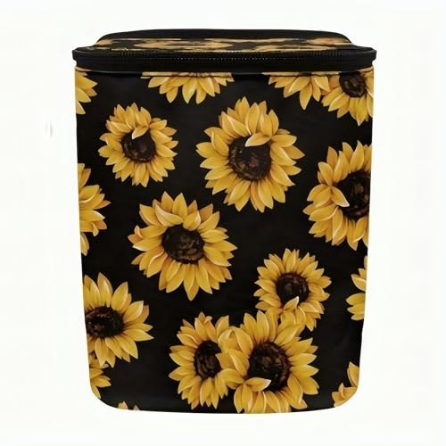 Road Trip Trash Can – Leakproof 5L Collapsible Car Garbage Bin with Lid & Pockets | SUV, Truck & Vehicle Organizer (Romantic Sunflowers)
