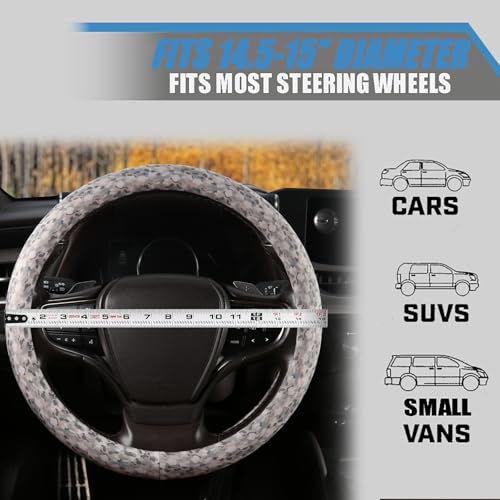 Camo Print Steering Wheel Cover with Silicone Inner Ring, Non-Toxic, Odorless Silicone Leather with Non-Fading Pattern for Men Women, Universal 14.5 to 15 Inch (Camo Print) - style: Camo Print