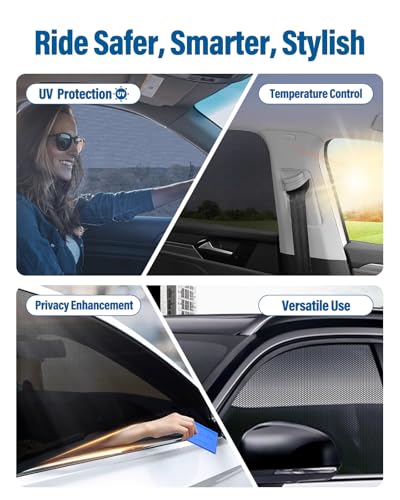 Car Window Shades 2 Pack, FOLUMAD Side Car Window Rear Sun Shades for Baby, Anti-UV Protection Breathable Mesh Camping Window Covers for Truck SUV, Protect Privacy for Kids, Family - size: Large02