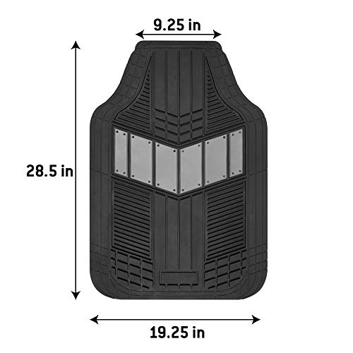 BDK 3-Piece Gray Rubber Floor Mats (Front + Rear), Heavy Duty Universal Fit Liners for Cars SUVs Trucks Vans, All Weather Protection Anti-Slip Nibs, Flexible Contours Fits Most Vehicles