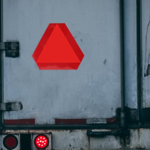 Cabilock 2pcs 36cm Aluminum Slow Moving Vehicle Triangle Signs with Reflective Border and Adhesive Backing, Reflective Road Safety Warning for Cars, Trucks, and Trailers