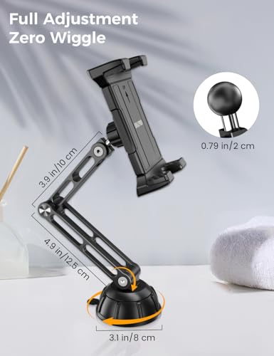 OHLPRO Suction Cup Car Tablet Holder with Aluminum Arm, Dashboard Windshield iPad Mount for Truck Van RV, Compatible with 5-13" iPad Pro Air Mini Galaxy Tab - size: 9" Aluminum Arm