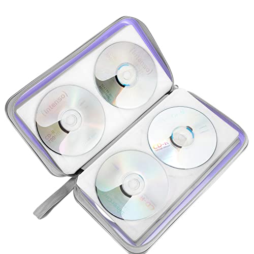 CD Case, Siveit DVD Case Holder 96 Capacity Hard Plastic CD DVD Disc Cases Storage Binder Wallet for Car Home Office Travel (Lavender) - color: Lavender