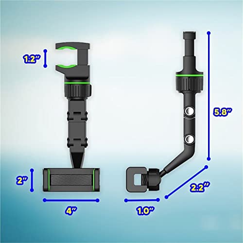 Ivieicip 360° Car Rearview Mirror Mount Stand Holder for Cell Phone and GPS, 2023 New Universal Adjustable Phone Holder, Can Be Fixed and Adjusted Automobile Cradles, Suitable for All Phone Models - color: Green