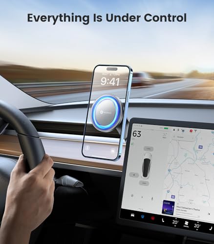 VICSEED Tesla Phone Mount【Strongest Magnet Power】 Foldable Hidden Tesla Phone Holder Fit for All Phones, Tesla Model 3/Y/Cybertruck Accessories, Tesla Model 3 Model Y for MagSafe Car Mount-Quicksilver - color: Quicksilver