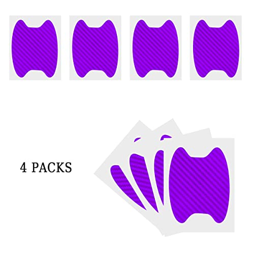 4PCS Carbon Fiber Door Handle Cup Stickers, Auto Scratch Protective Film, Non-Marking Bowl Protector, Paint Cover Guard Universal for Most Cars, SUV, Van (Purple) - color: Purple/4PCS