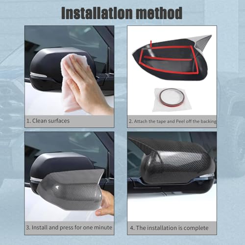 AUCERAMIC Stick-on Mirror Cover Caps Fit 2022-2024 for Toyota Tundra 2023-2024 for Sequoia 3.4L Door Side View Mirror Back Cover Cap Overlay (Carbon Fiber) - style: Carbon Fiber