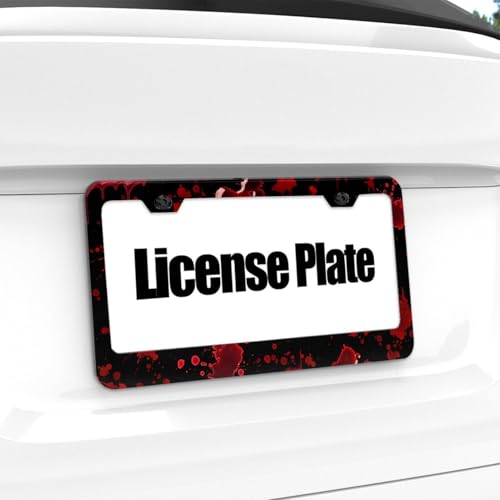 Red Blood Drop License Plate Frame, Halloween Funny License Plate Holder, Black Aluminum License Plate Covers, 2 Holes & Screws, 6 X 12 in - color: Blood Drop, size: 6"L x 12"W