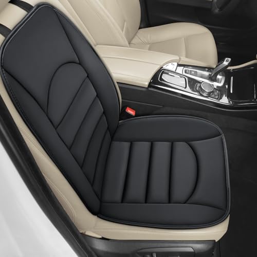 BOPUOVRE Memory Foam Car Seat Cushion with Breathable Fabric & Non-Slip Gel, Universal Fit for Car Truck Office Home 19.6x18x1.2 Black with Backrest - size: Base + Backrest