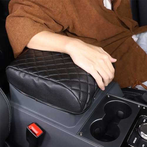 Armrest Box Cover Center Console Pad Compatible with Ineos Grenadier 2020-2024, Comfortable, Breathable, Waterproof Leather Center Console Armrest Cushion (Black) - color: Black