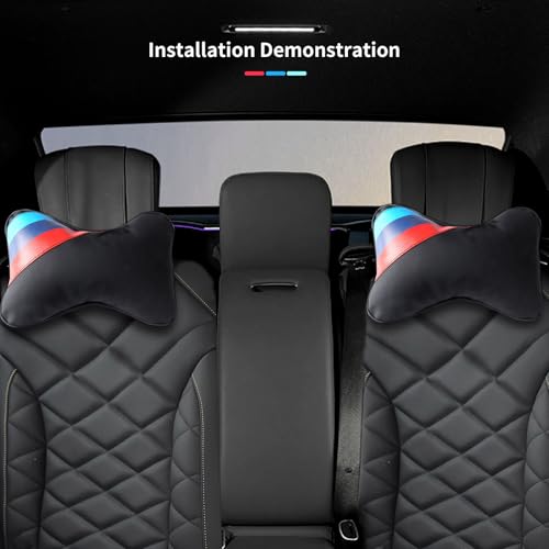 2 PCS Car Headrest Pillow for BMW Accessories, Car Soft PU Leather Neck Pillow Support