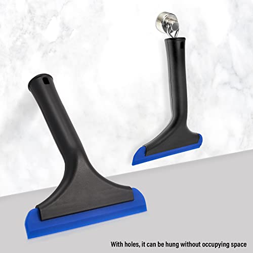 Gomake Small Silicone Squeegee Window Shower Squeegee Tool,Auto Water Blade for Car Windshield, Window, Mirror, Glass Door,Bathroom - color: Black+ Blue