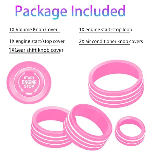 for 2025 2026 Chevrolet Equinox(No Equinox EV) Aluminum Interior Trim Accessories, Including air Conditioning Volume Controls, Shift Switch, and Starter knob Cover/Ring. (Pink) - color: pink