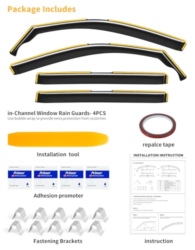 VW Tiguan Rain Guards for 2018-2024 Volkswagen Tiguan | in-Channel Window Deflectors |Rain Protection + Ventilation Easy Install | Extra-Durable Polycarbonate | 4-Piece Set - size: Fit for 2018-2024 Tiguan