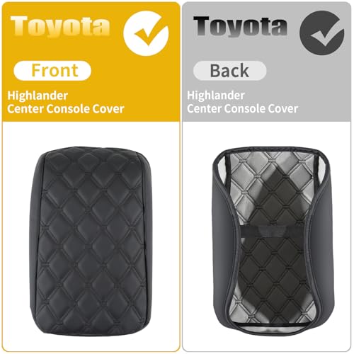 GIANT PANDA Custom Center Console Cover Fit for Toyota Highlander 2008 2009 2010 2011 2012 2013 2014,Waterproof-Anti-Scratch,Faux Leather Armrest Center Cover - Full Protection - Black - color: Highlander 2008-2014, size: Highlander