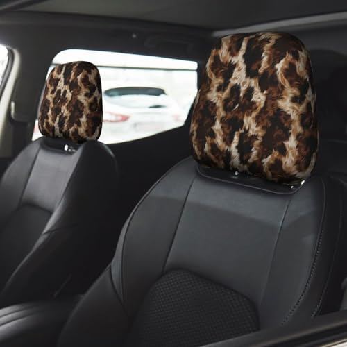 Cars Headrest Cover Cow Cowhide Stylish Car Seat Head Rest Covers for Men & Women 2 Piece Brown Headrest Protector for Most Trucks, Vans, Sedans, SUV - color: Lovely Cow