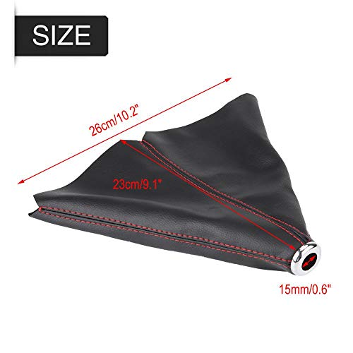 Shifter Boot Universal, PU Leather Shift Boot Retainer Stick Shift Sleeve Gear Shifter Boot Gear Gaiter Cover Black Bright Red Stitch