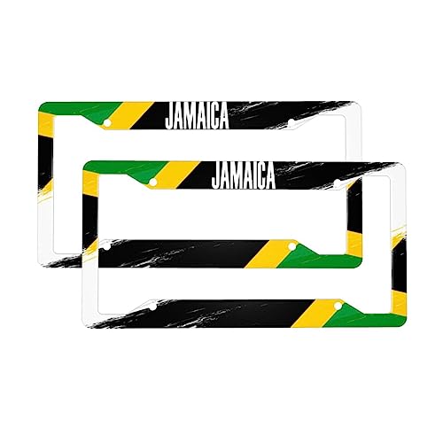 Jamaica License Plate Frame 2 Pack License Plate Holder Universal Aluminum License Plate Cover Car Accessories for Men Women - color: Jamaica