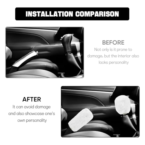 Hovom 2PCS Fluffy Car Gear Shift Knob Cover & Handbrake Cover, Soft Plush Hand Brake Handle & Gear Shift Cover for Women Girls, Universal Comfortable Warm Furry Car Accessories (White) - color: White