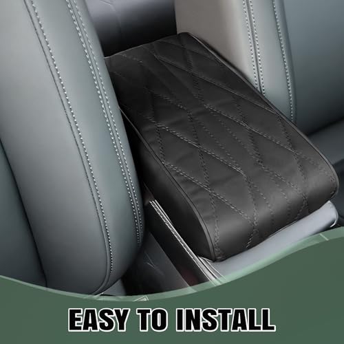 1 PCS Car Armrest Box Booster Pad, Leather 3D Texture Anti-Scratch Protective Cover, Memory Foam Leather Relieve Elbow Pressure Cushion, Universal for SUV, Truck, RV and More (Black) - color: Black