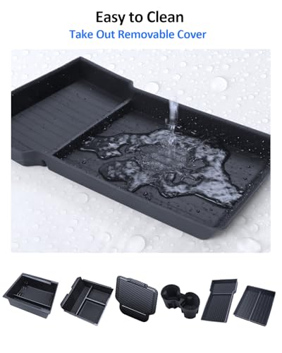 for Tesla Center Console Organizer Model Y Juniper Model 3 Highland Accessories 2025 2026 Upgrade Refreshed Car Organizer Storage Tray Hidden Storage Box Cup Holder Armrest Lower Tray 6PCS - size: Juniper & Highland (Style 4)