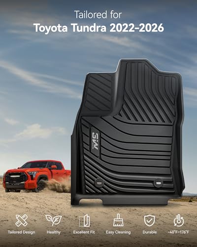 3W Floor Mats Fit 2022-2026 Toyota Tundra CrewMax Cab, TPE All Weather Custom Fit Floor Liner for Tundra SR/SR5/TRD PRO/Limited/Platinum/Castone Accessories Car Mats Easy Clean - size: 7. Tundra|22-26|Floor Mats
