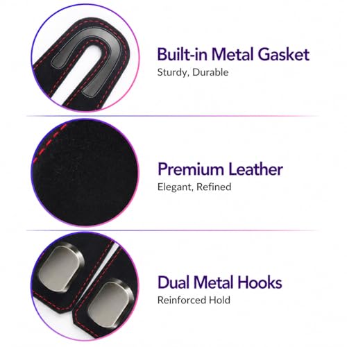2Pcs Car Headrest Hooks with Premium Leather, Upgraded Double Metal Hooks with Anti-Drop Design, Universal Back Seat Hanger for Bags, Coats, Purses and Groceries (Stylish Black) - color: Stylish Black 2Pcs