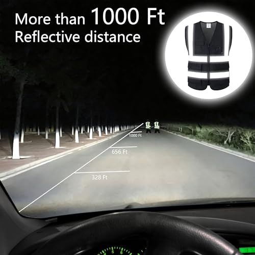 Reflective Safety Vest for Men Women Construction Vest Meet ANSI/ISEA Standard - color: Ap1-black, size: XX-Large