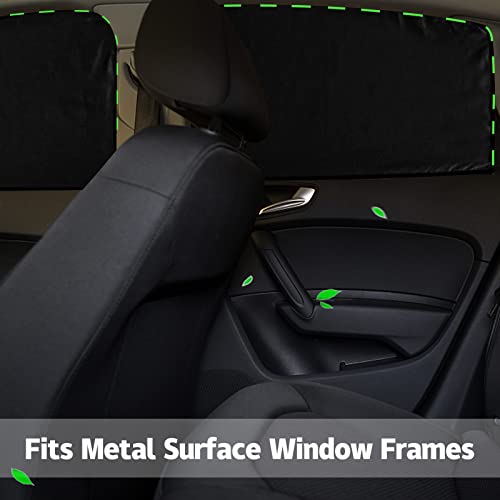 ZATOOTO 4 Pcs Car Window Cutains - Black Silk Magnetic Privacy Side Front Rear Protection Covers - Sun Shades Keeps Cooler for Kids Sleeping - color: Black Faux Silk Flat-Full Set 4PCS