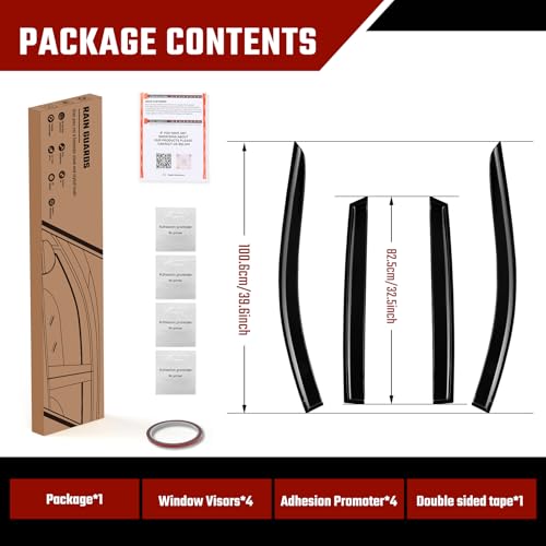 Tape-On Rain Guards Compatible with Su-baru Crosstrek Impreza 2024 2025 Black Extra Durable Shatterproof Side Window Deflectors, Window Visors, Wind Deflectors - 4 PCS - size: Fit for Su-baru Crosstrek 2024-2025 Tape On