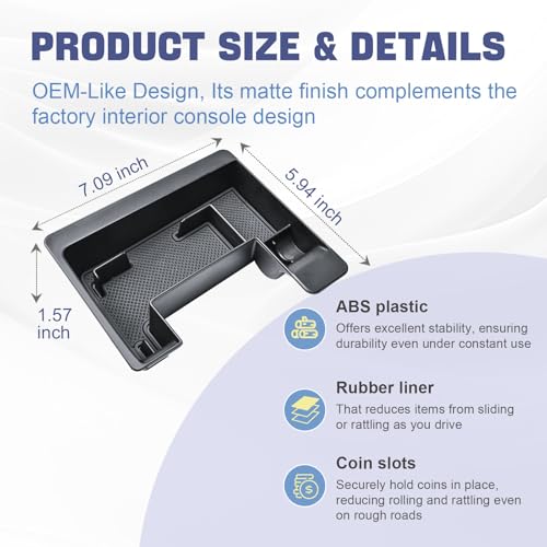 RUNROAD Center Console Organizer Tray Compatible with 2025 2026 VW Tiguan Accessories, Armrest Storage Box for Volkswagen Tiguan S SE SEL R-Line Middle Console Organizer Armrest Dividers Coin Holder