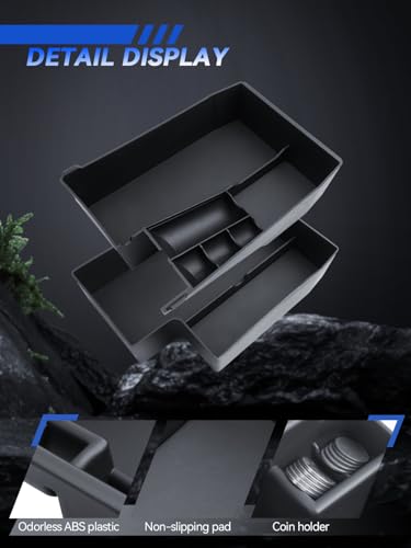 for Outback 2pcs Center Console Organizer Subaru Outback & Legacy 2021-2024 2025 Accessories Armrest Tray Middle Storage Box Insert Container Durable ABS Plastic (Upper & Lower 2 Packs Black) - size: For 2021-2026 Subaru Outback & Legacy