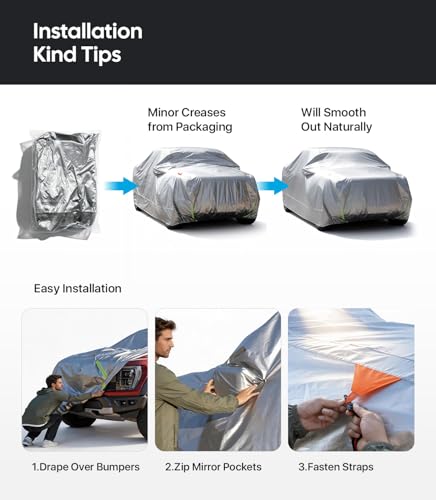 Wigoo Jeep Grand Cherokee Car Cover Accessories 1999-2026, Custom Fit Waterproof All Weather Outdoor Full SUV Cover, Windproof Sun UV Rain Snow Dust Protection, Door Zipper, Reflective Strips - size: for Jeep Grand Cherokee (1999-2026)