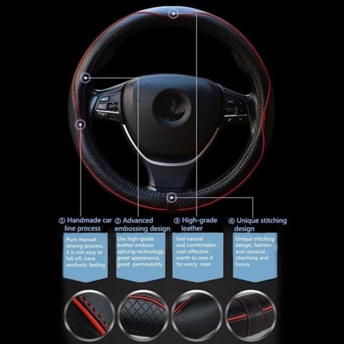 DaisyInner 17.5-18 Inch Truck Steering Wheel Cover Leather Wheel Semi-Truck Comfy Grip Cover Anti-Slip Car Accessory, Fits Rv, Big Rig and Classic Car (Black, Simple Style) - color: Black, size: Leather