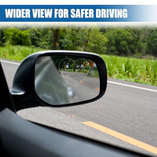 Heart Shaped Car Blind Spot Mirror, Adjustable Frameless HD Convex Rearview Side Mirror for Enhanced Safety, Universal Removable Wide Angle Auxiliary Mirrors Accessories for Vehicle (Heart) - size: Heart