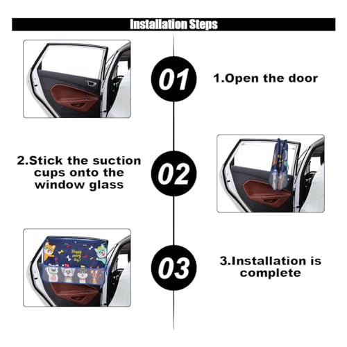 Car Window Shade for Baby, Blackout Car Window Curtain with Storage Pockets & 7 Suction Cups, Cartoon Pattern Cars Side Window Sun Shade Cover for Sun/Heat/UV Rays Protection (Blue-Cute Dogs) - color: Blue-Cute Dogs