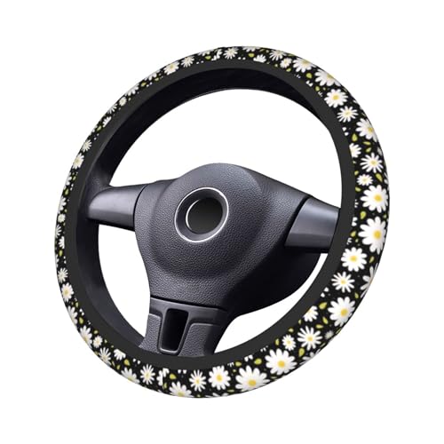 Beautiful Daisy Steering Wheel Cover Cute Daisy Steering Wheel Cover Floral Breathable Universal for 15 Inch Anti-Slip Car with 2 Pieces Car Coasters Suitable for Men Women Daisys - color: Beautiful Daisy