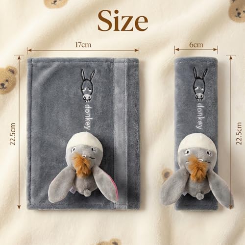 UNICOLD 2-Pack Ultra-Soft Short Plush Seatbelt Cover, Cute Animal Edition – Cloud-Like Shoulder Pad for a Comfy Ride for Adults & Kids (G-Donkey) - style: G-Donkey
