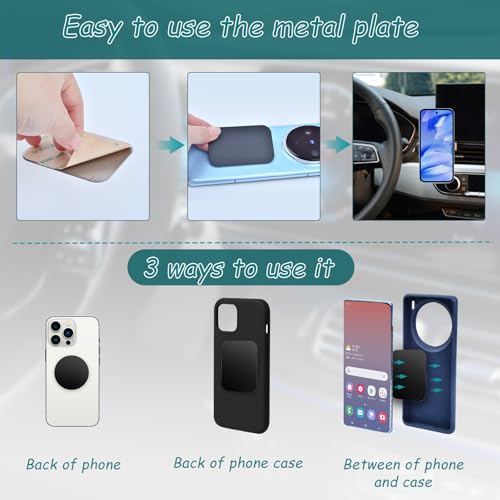 Mount Metal Plate with Adhesive for Magnetic Phone Car Mount Holder, 20 Pack Universal Replacement Metal Plates Black Rectangular Iron Stickers Steel Sheets Compatible with Magnetic Mounts, 75x55 mm - color: Black, size: Rectangle 75x55mm-20p