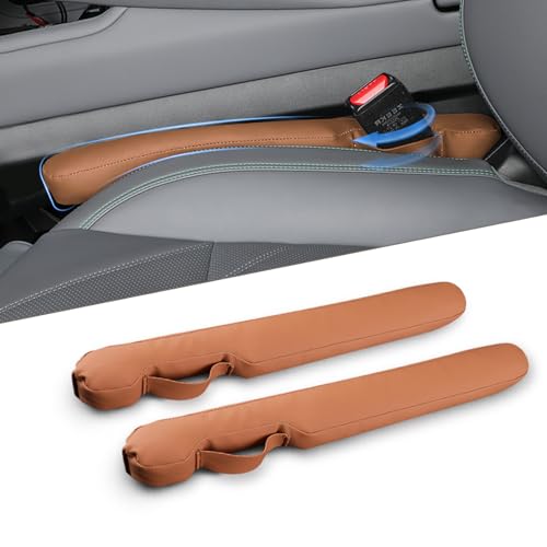 Leather Car Seat Gap Filler Universal for Car Truck SUV to Block The Gap Between Seat and Console Stop Things from Dropping 2 Packs Tan - color: tan