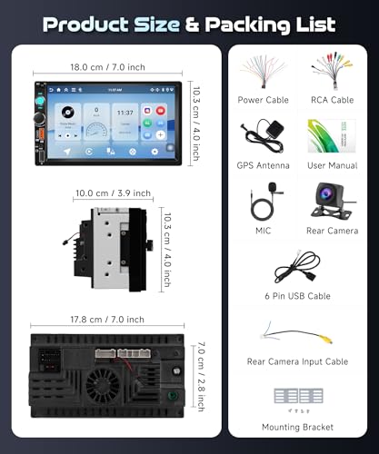 Android 15/4+64G Car Radio Double Din Car Radio with Wireless Carplay&Android Auto,7 inch 1280*720P IPS TouchScreen Car Audio Receivers with WiFi GPS EQ BT5.0 FM/RDS Radio Mirror Link AHD Rear Camera - style: style 2