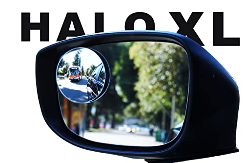 Blind Spot Mirrors for Cars - by Safe View Company - Change Lanes w Confidence - Made from Real Convex Glass - Long Lasting - Easy Peel & Stick (Halo XL) - size: Halo XL