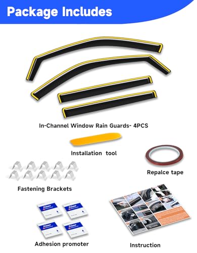 in-Channel Rain Guards Fit for Jeep Compass 2017 2018 2019 2020 2021 2022 2023 2024 2025, Window Rain Guards Visors Vent Visors Window Deflector Vent Shades Car Accessories -4 pcs - size: Fit for 2017-2025 Jeep Compass