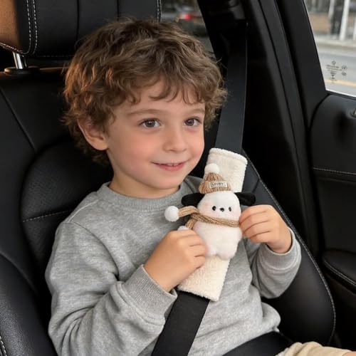 2 PCS Seat Belt Cover Pad, Cute Kawaii Animal Dog Seatbelt Covers for Kids and Adults, Winter Plush Fluffy Soft Seat Belt Cover, Cartoon Seatbelt Cushion,Car Seat Strap Pads (G-Dog(Khaki)) - color: G-Dog(Khaki)