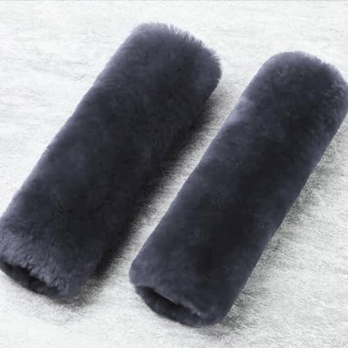 U&M 2 Pack Genuine Sheepskin Auto Seat Belt Cover for Adult Youth Kid Toddlers -Soft Warm Car, Truck, SUV, Camera Backpack Strap Shoulder Pad Wool Fluffy (Carbon Gray) - color: Carbon Gray