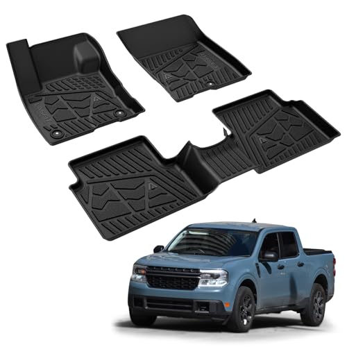LASFIT Floor Mats for Ford Maverick 2022-2025 2026 (for EcoBoost Gasoline Models Only) All Weather Car Floor Pretoctor TPE Truck Liners for Ford Maverick Gas, 1st & 2nd Row Black - style: 6) Maverick Gasoline| 22-26 | 2Rows