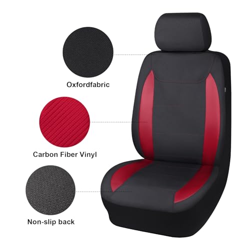Flying Banner AquaShield Front car seat Covers Set Waterproof Water Resistant arm Rest Compatible Shoulder Seatbelt Compatible Truck seat Protectors Universal fit Non Slip (Red Black, Front Pair) - color: Red Black, size: Front Pair