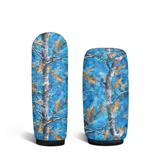 KEIAHUAN Car Gear Shift and Handbrake Cover Breathable Anti-Scratch Car Shifter Gear Hand Brake Cover Automotive Accessories for Men 2PCS, Blue Branch Camo Hunting - color: Blue Branch Camo Hunting Design