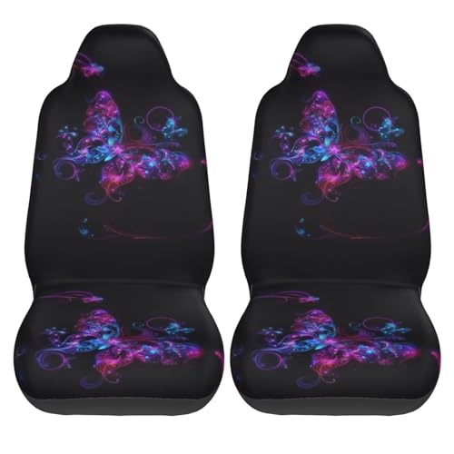 Purple Butterfly Car Seat Covers Front Seat Only Cloth Auto Seat Cover Boho Purple Butterfly Universal Fit, Automotive Seat Covers, Washable Car Seat Protector for SUV, Sedan, Van, Black - color: Butterfly