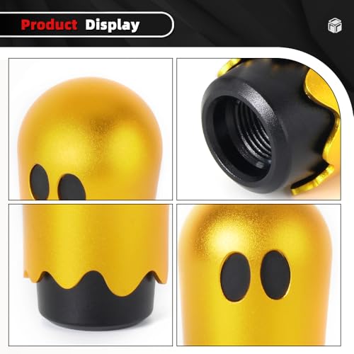 Ghost Shift Knob, Aluminum Weighted Automotive Gear Shift Manual knobs Lever with 3 Threaded Adapters M8 M10 M12 x 1.25, Universal for Vehicle Funny Cool Spooky Car Accessories (Gold) - color: Gold